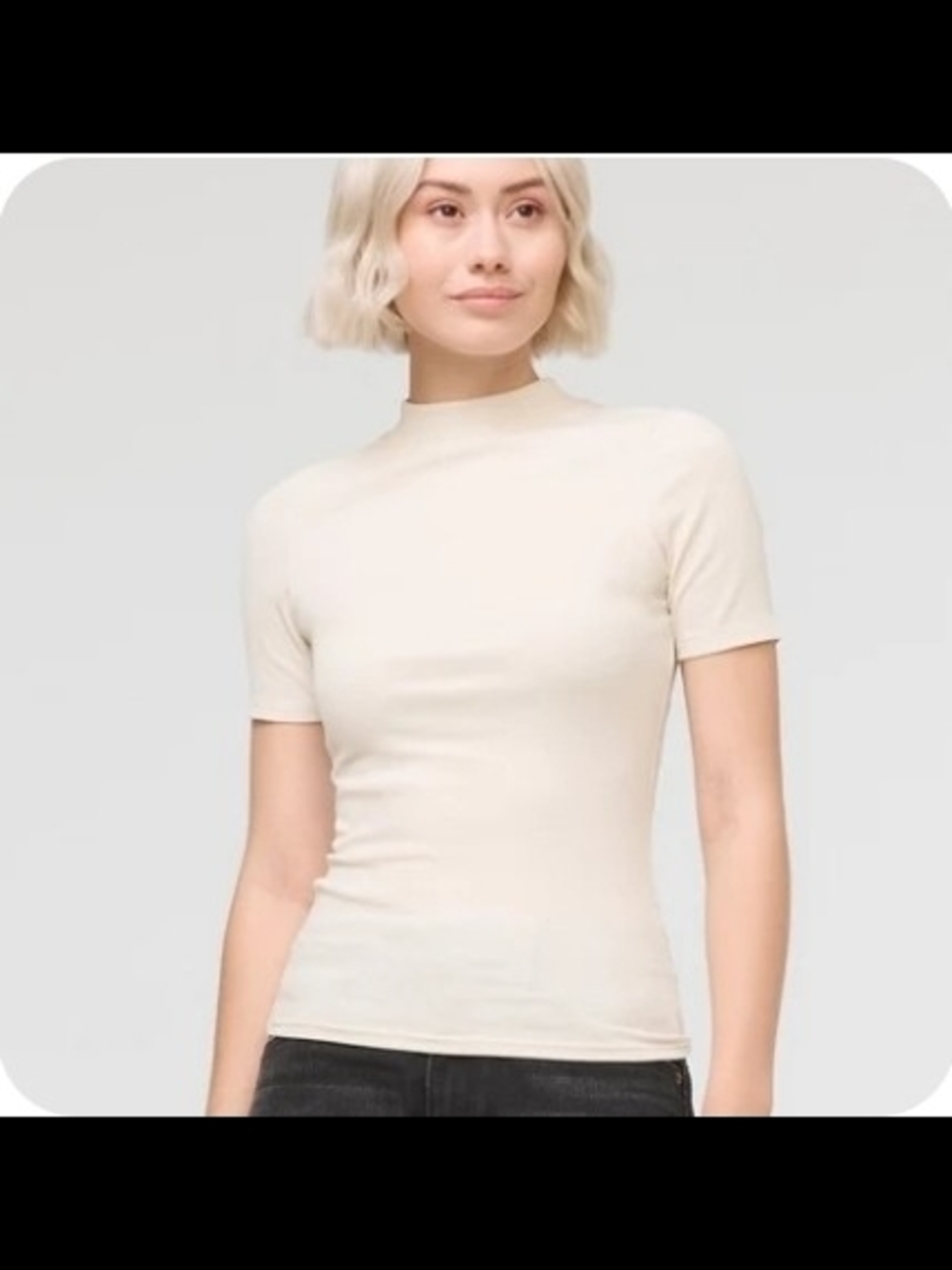 DU/ER Ribbed Pima Mock Neck Tee - Cream